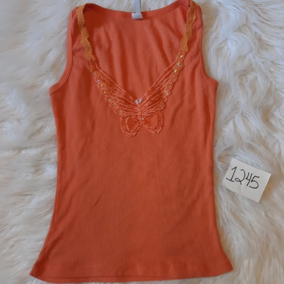 VINTAGE Sequin Butterfly Muscle Shirt - Picture 6 of 7